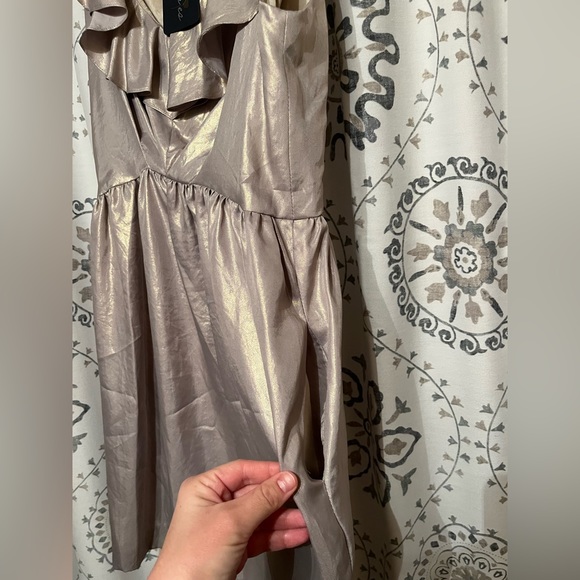 NWT Gold Metallic Mini Dress - Picture 2 of 4